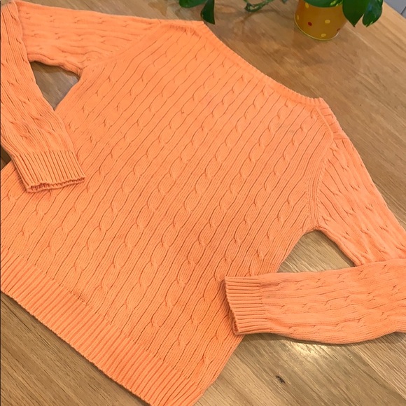 KIER + J Orange 🍊 V-Neck Knit Sweater Size XL 14 - Picture 6 of 7
